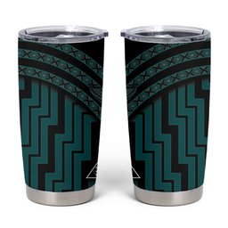 New Zealand Manta Ray Tumbler Cup Maori Tukutuku Taniko Motifs Teal
