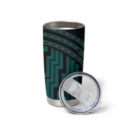New Zealand Manta Ray Tumbler Cup Maori Tukutuku Taniko Motifs Teal