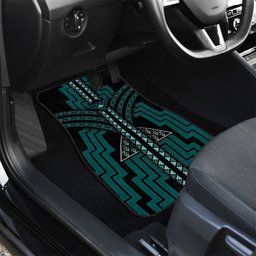 New Zealand Manta Ray Car Mats Maori Tukutuku Taniko Motifs Teal