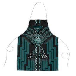 New Zealand Manta Ray Apron Maori Tukutuku Taniko Motifs Teal