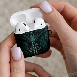 New Zealand Manta Ray AirPods Case Maori Tukutuku Taniko Motifs Teal