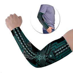 New Zealand Manta Ray Arm Sleeves Maori Tukutuku Taniko Motifs Teal