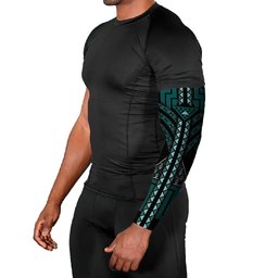 New Zealand Manta Ray Arm Sleeves Maori Tukutuku Taniko Motifs Teal