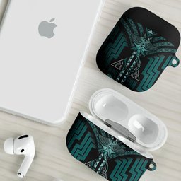 New Zealand Manta Ray AirPods Case Maori Tukutuku Taniko Motifs Teal