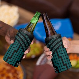 New Zealand Manta Ray 4 in 1 Can Cooler Tumbler Maori Tukutuku Taniko Motifs Teal