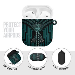 New Zealand Manta Ray AirPods Case Maori Tukutuku Taniko Motifs Teal