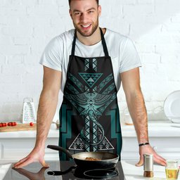 New Zealand Manta Ray Apron Maori Tukutuku Taniko Motifs Teal