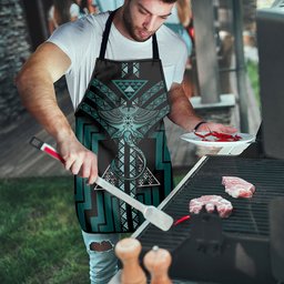 New Zealand Manta Ray Apron Maori Tukutuku Taniko Motifs Teal