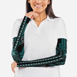 New Zealand Manta Ray Arm Sleeves Maori Tukutuku Taniko Motifs Teal