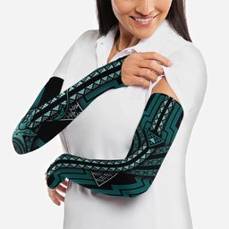 New Zealand Manta Ray Arm Sleeves Maori Tukutuku Taniko Motifs Teal