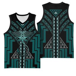 New Zealand Manta Ray Basketball Jersey Maori Tukutuku Taniko Motifs Teal