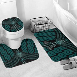New Zealand Manta Ray Bathroom Set Maori Tukutuku Taniko Motifs Teal