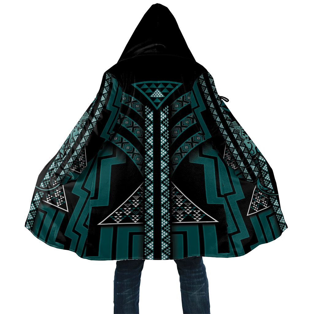 New Zealand Manta Ray Cloak Maori Tukutuku Taniko Motifs Teal
