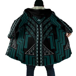 New Zealand Manta Ray Cloak Maori Tukutuku Taniko Motifs Teal
