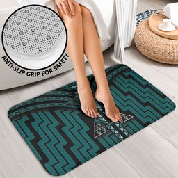 New Zealand Manta Ray Bathroom Set Maori Tukutuku Taniko Motifs Teal