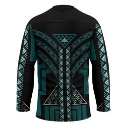 New Zealand Manta Ray Hockey Jersey Maori Tukutuku Taniko Motifs Teal
