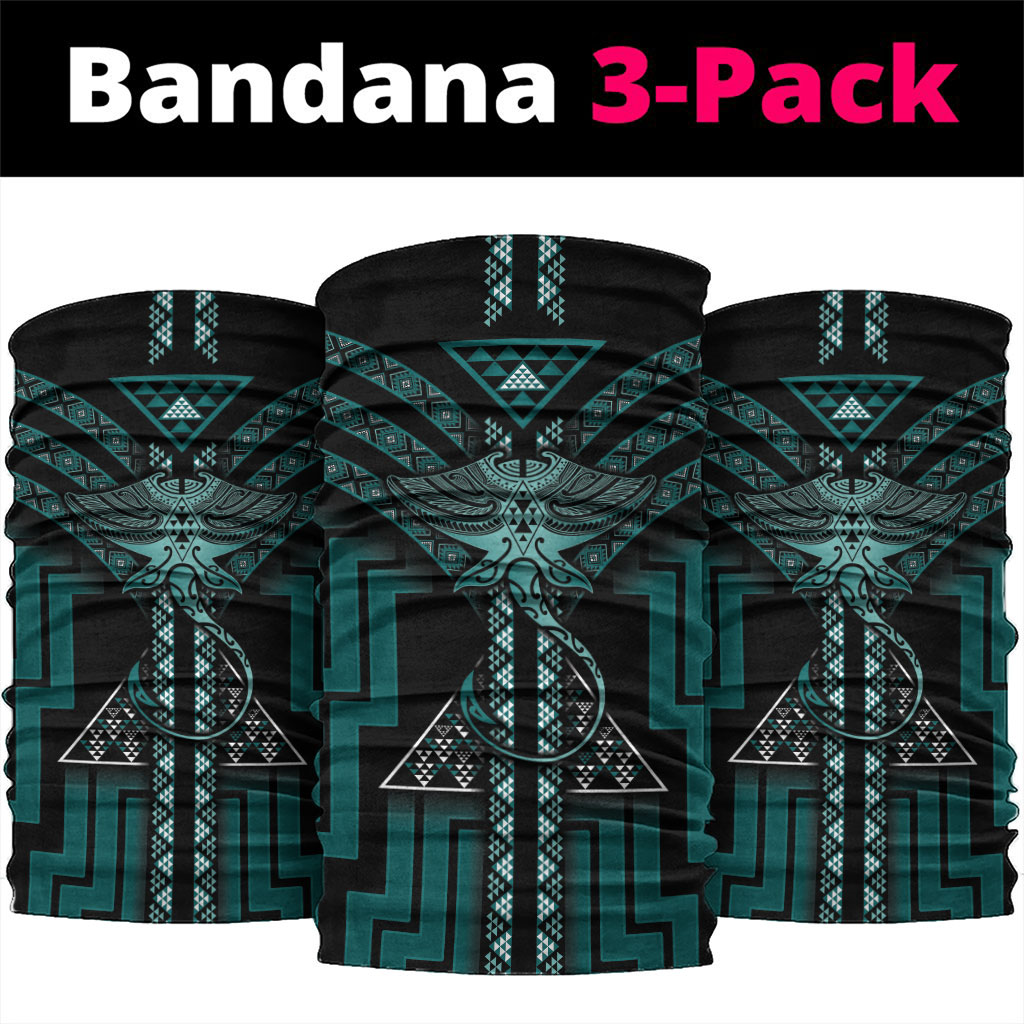 New Zealand Manta Ray Neck Gaiter Maori Tukutuku Taniko Motifs Teal