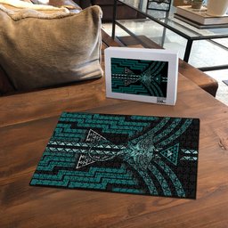 New Zealand Manta Ray Puzzle Maori Tukutuku Taniko Motifs Teal