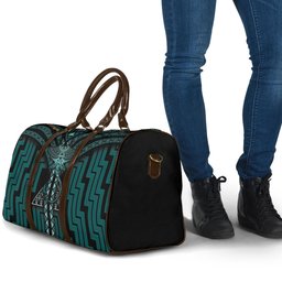 New Zealand Manta Ray Travel Bag Maori Tukutuku Taniko Motifs Teal
