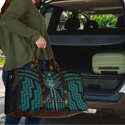 New Zealand Manta Ray Travel Bag Maori Tukutuku Taniko Motifs Teal