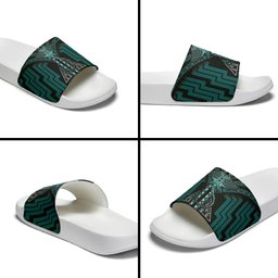 New Zealand Manta Ray Slide Sandals Maori Tukutuku Taniko Motifs Teal