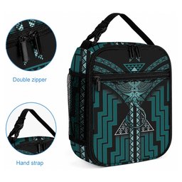 New Zealand Manta Ray Lunch Bag Maori Tukutuku Taniko Motifs Teal
