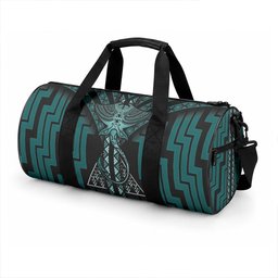 New Zealand Manta Ray Duffle Bag Maori Tukutuku Taniko Motifs Teal