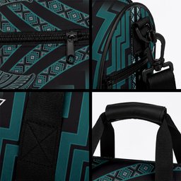 New Zealand Manta Ray Duffle Bag Maori Tukutuku Taniko Motifs Teal