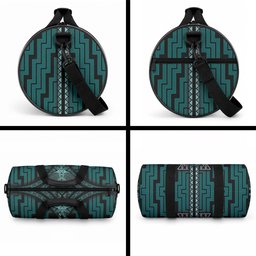 New Zealand Manta Ray Duffle Bag Maori Tukutuku Taniko Motifs Teal