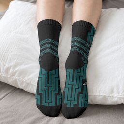 New Zealand Manta Ray Crew Socks Maori Tukutuku Taniko Motifs Teal