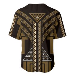 New Zealand Manta Ray Baseball Jersey Maori Tukutuku Taniko Motifs Gold