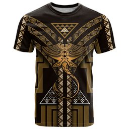 New Zealand Manta Ray T Shirt Maori Tukutuku Taniko Motifs Gold