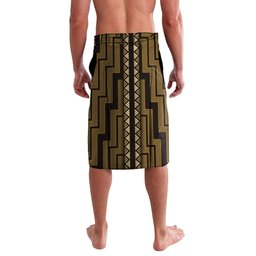 New Zealand Manta Ray Lavalava Maori Tukutuku Taniko Motifs Gold