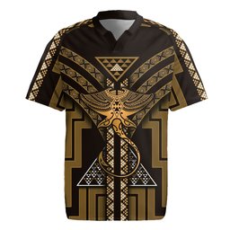 New Zealand Manta Ray Rugby Jersey Maori Tukutuku Taniko Motifs Gold