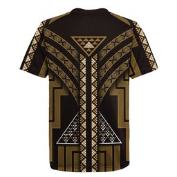 New Zealand Manta Ray Rugby Jersey Maori Tukutuku Taniko Motifs Gold