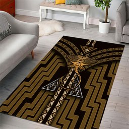 New Zealand Manta Ray Area Rug Maori Tukutuku Taniko Motifs Gold
