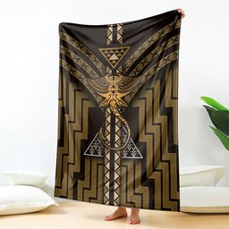 New Zealand Manta Ray Blanket Maori Tukutuku Taniko Motifs Gold