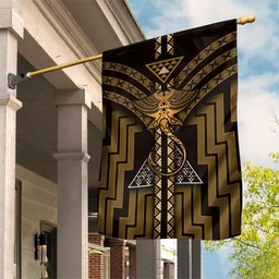 New Zealand Manta Ray Garden Flag Maori Tukutuku Taniko Motifs Gold