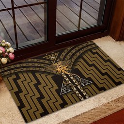 New Zealand Manta Ray Rubber Doormat Maori Tukutuku Taniko Motifs Gold