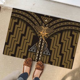 New Zealand Manta Ray Rubber Doormat Maori Tukutuku Taniko Motifs Gold