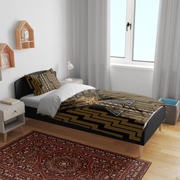 New Zealand Manta Ray Bedding Set Maori Tukutuku Taniko Motifs Gold