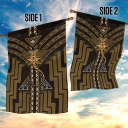 New Zealand Manta Ray Garden Flag Maori Tukutuku Taniko Motifs Gold