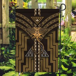 New Zealand Manta Ray Garden Flag Maori Tukutuku Taniko Motifs Gold