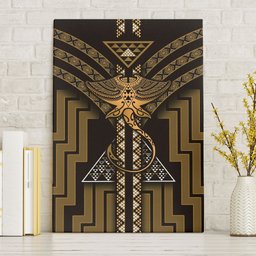 New Zealand Manta Ray Canvas Wall Art Maori Tukutuku Taniko Motifs Gold