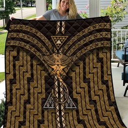New Zealand Manta Ray Quilt Maori Tukutuku Taniko Motifs Gold