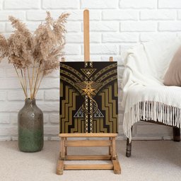 New Zealand Manta Ray Canvas Wall Art Maori Tukutuku Taniko Motifs Gold