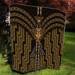 New Zealand Manta Ray Quilt Maori Tukutuku Taniko Motifs Gold