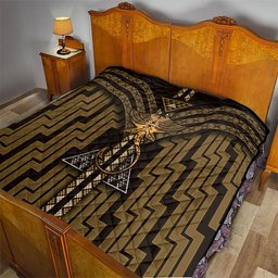 New Zealand Manta Ray Quilt Maori Tukutuku Taniko Motifs Gold