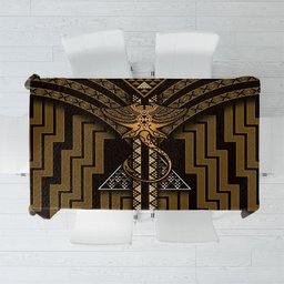 New Zealand Manta Ray Tablecloth Maori Tukutuku Taniko Motifs Gold