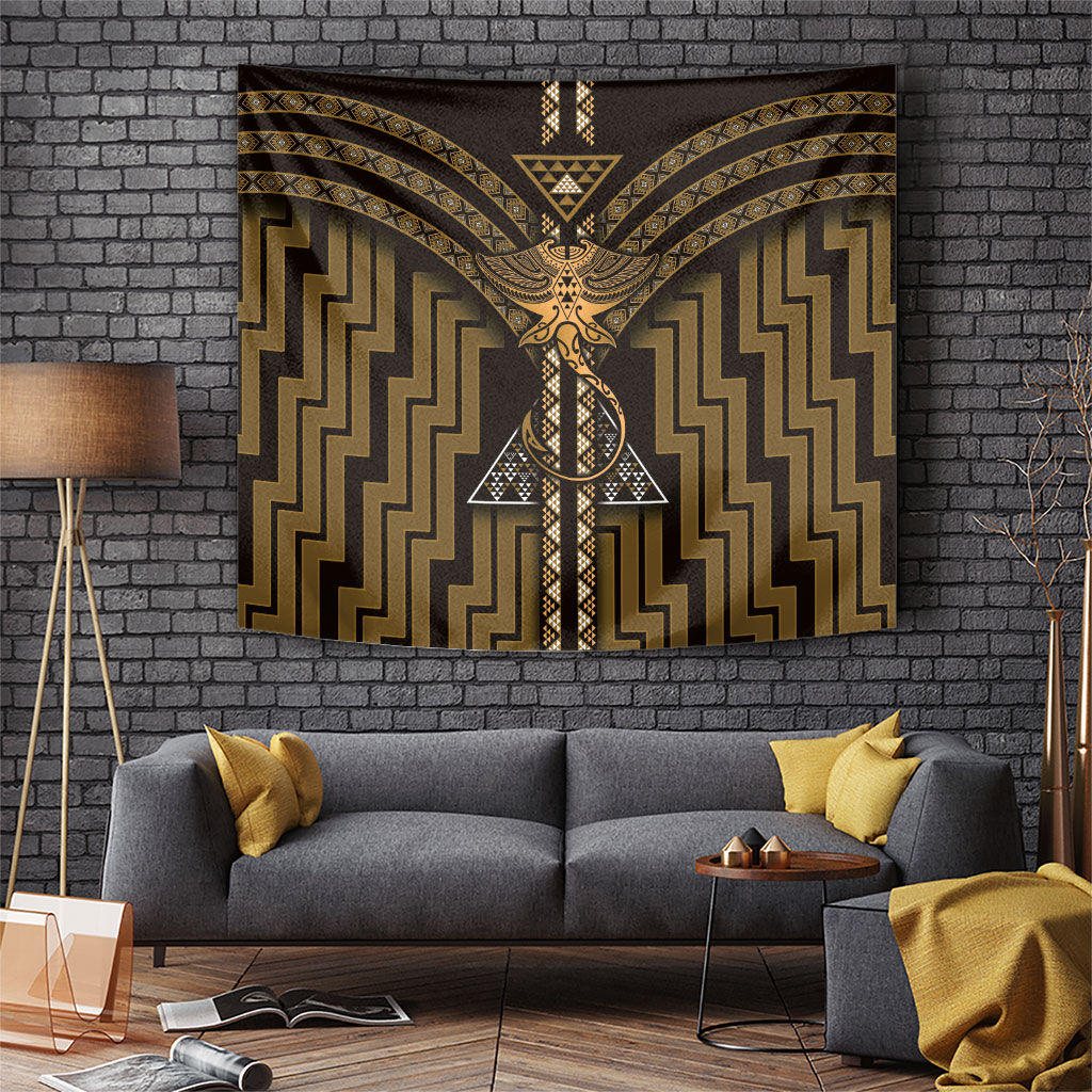 New Zealand Manta Ray Tapestry Maori Tukutuku Taniko Motifs Gold